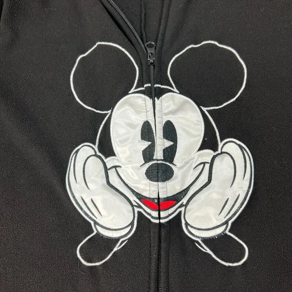 Disney Mickey One Piece Pajama Youth Girls S Small Zip Front Footless Hooded PJs